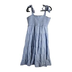 Crown & Ivy Swiss Dot Smock Bodice Tier Midi Dress XL Coastal Resort Beach Vacay